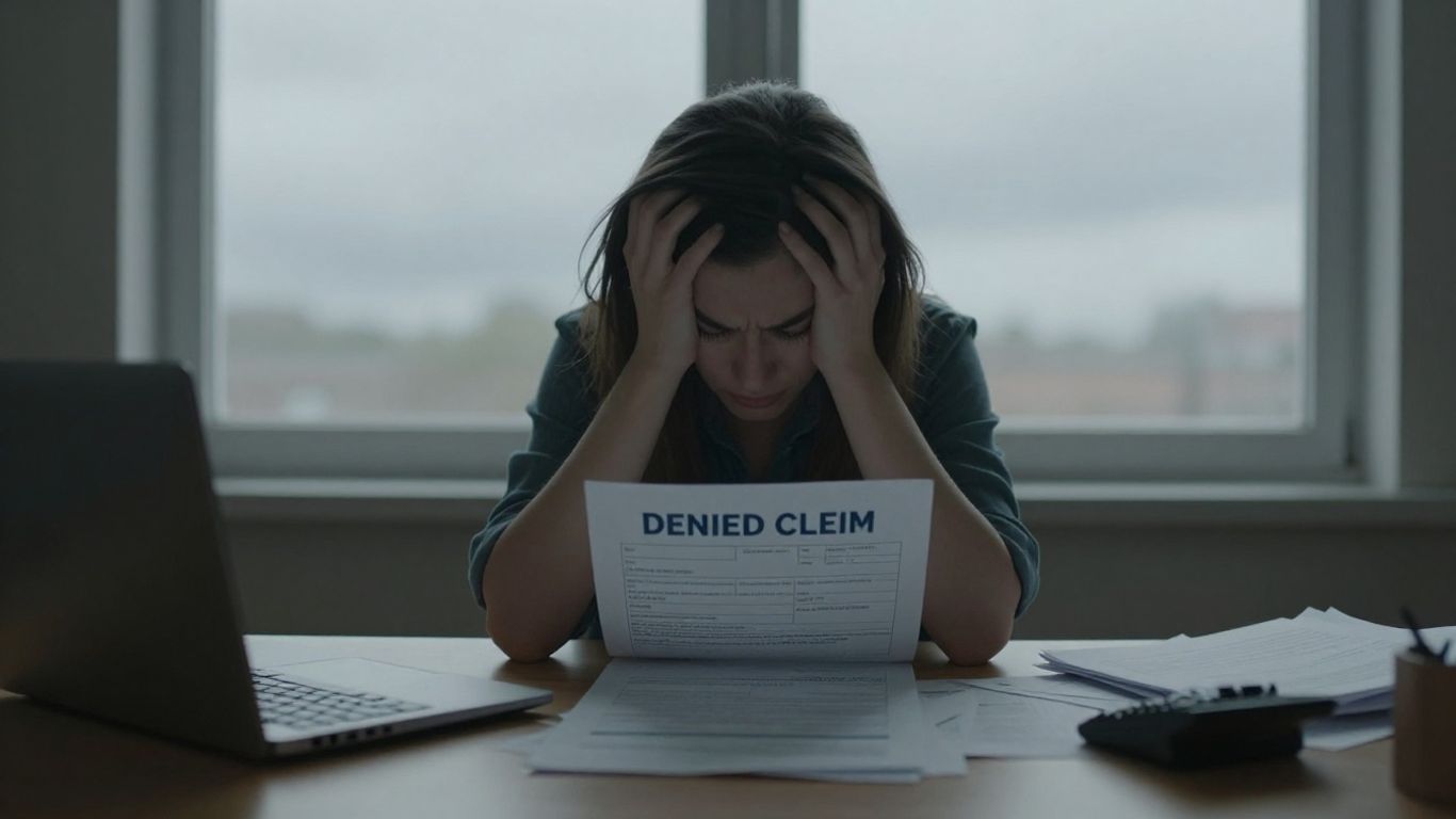 Person reviewing paperwork after receiving notice of an LTD claim denied by insurance provider