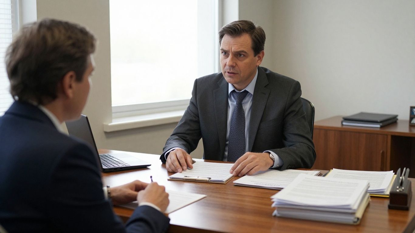 Lawyer reviewing a car accident compensation claim with a client